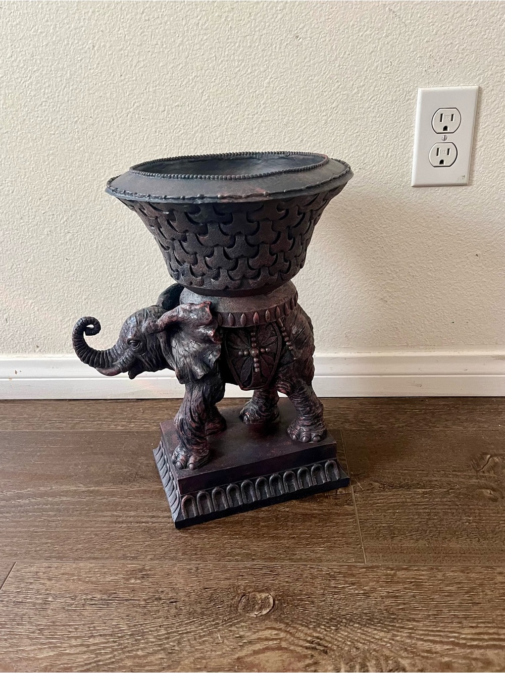 Elephant Accent Pedestal Planter - Dark Brown Home Accent
